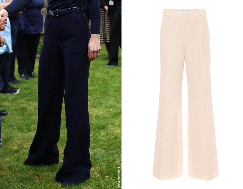 Kate Middleton Flipped Pancakes in Navy Wide Leg Pants