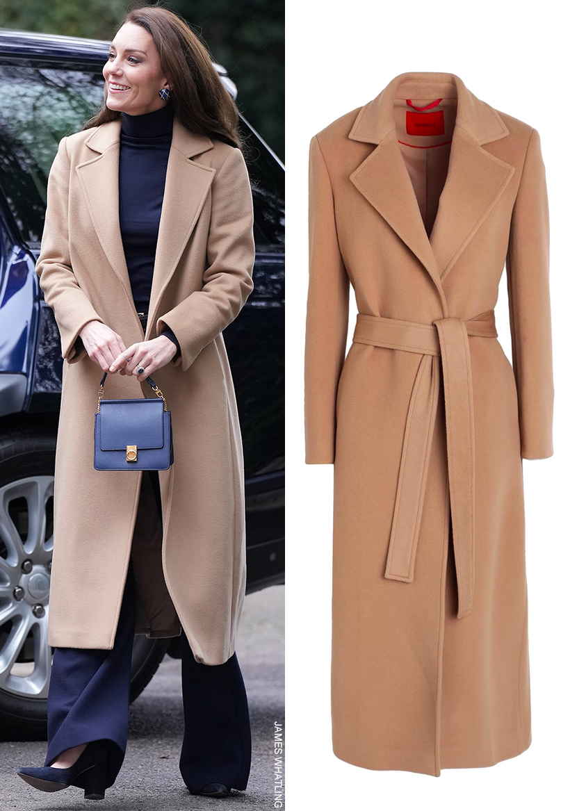 Kate Middleton Wears Camel Coat and Navy Outfit for a Nursing Home