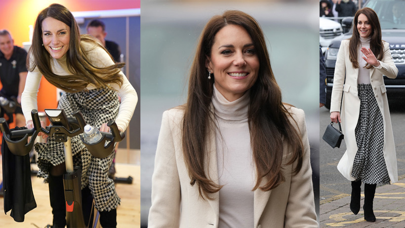 Kate wore black and white for her visit to Wales in February 