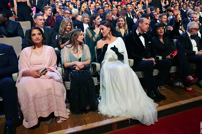 The Prince and Princess of Wales inside the Royal Albert Hall at the BAFTA awards