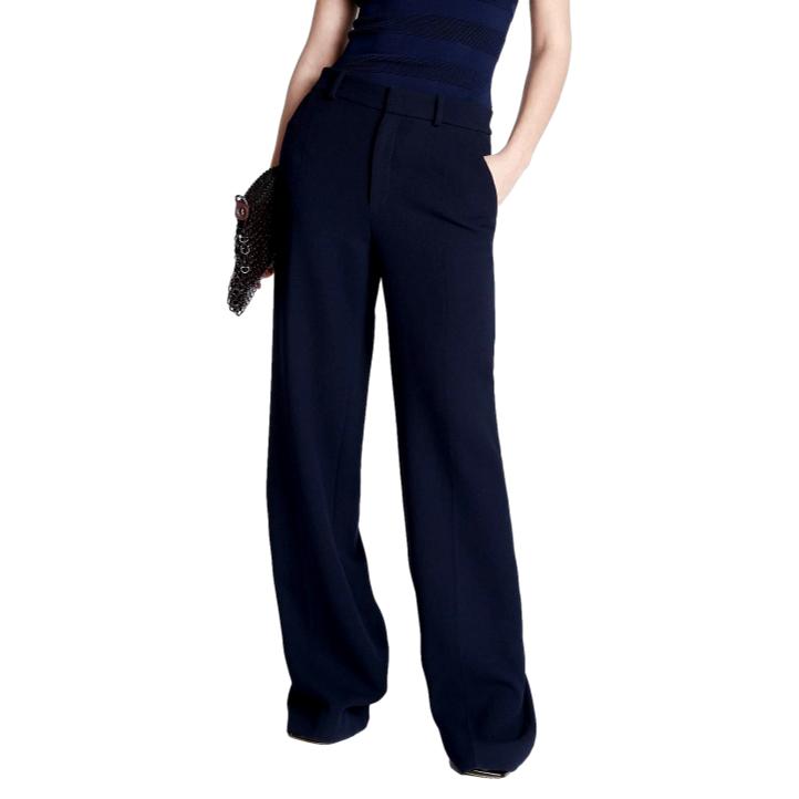 Roland Mouret Lucanus Wide Leg Trousers in Navy Blue