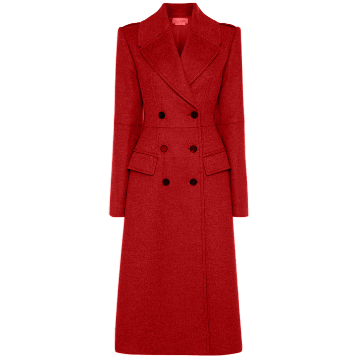 Alexander McQueen Bespoke Long Double-Breasted Coat in Red