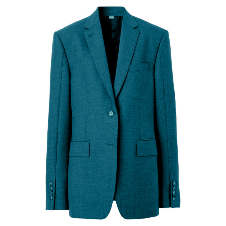 Burberry Tailored Wool Blend Blazer in Green