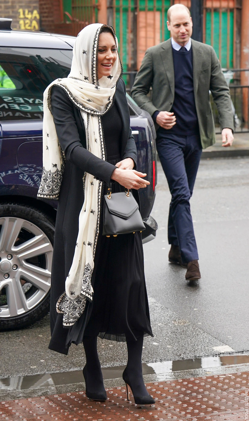 Kate Middleton Respectfully Covers Up With Headscarf for Visit to