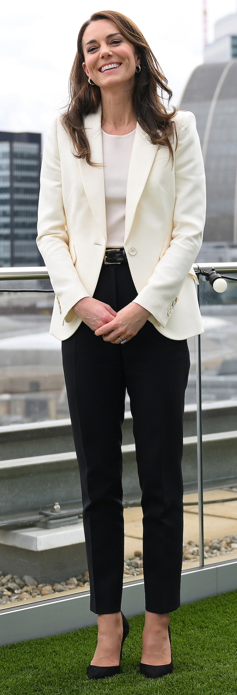 Kate Middleton in Blazer For Childhood Taskforce Visit To Natwest