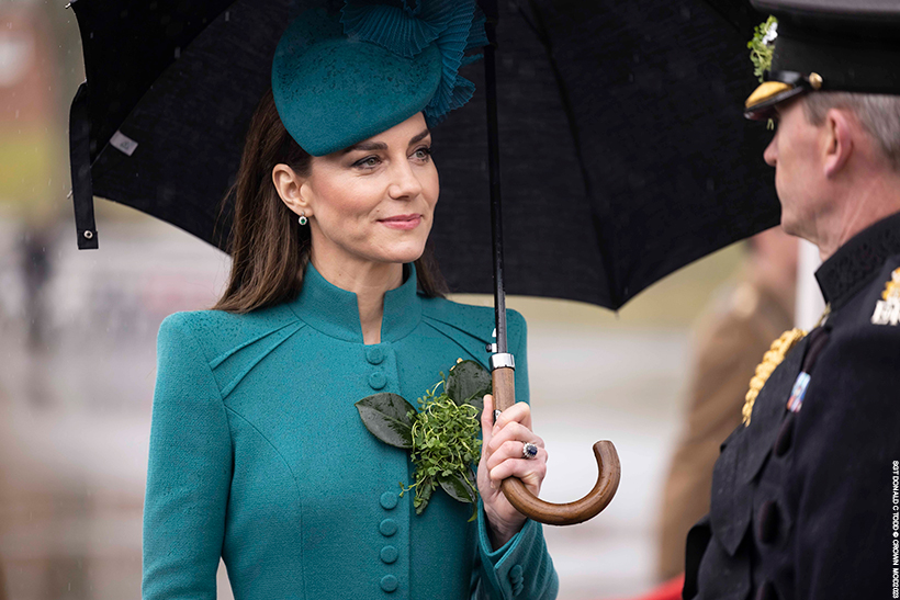 Princess Kate wears a gorgeous green-blue military coat dress with matching accessories 