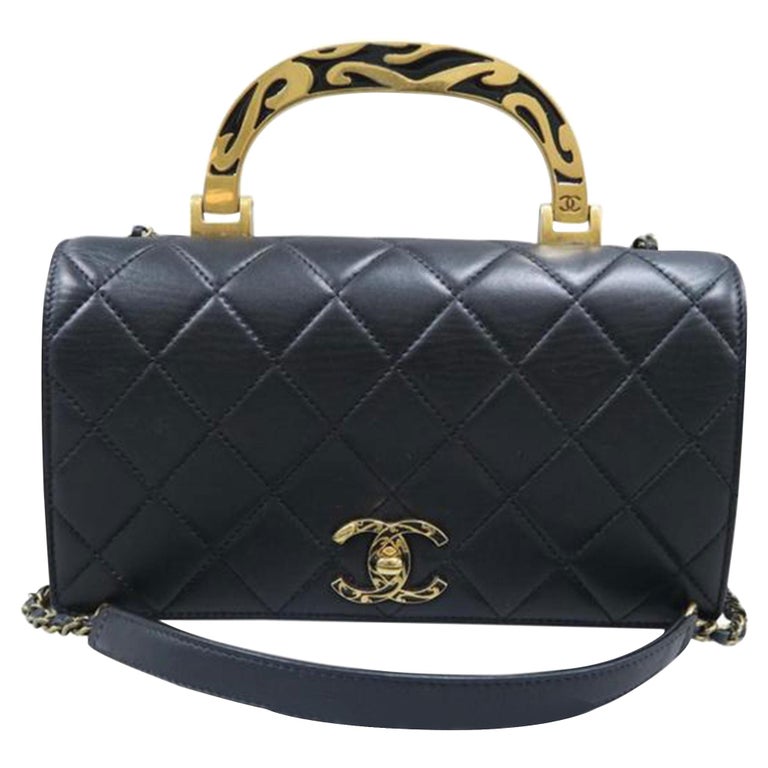Black Chanel Bag with Enamel Handle