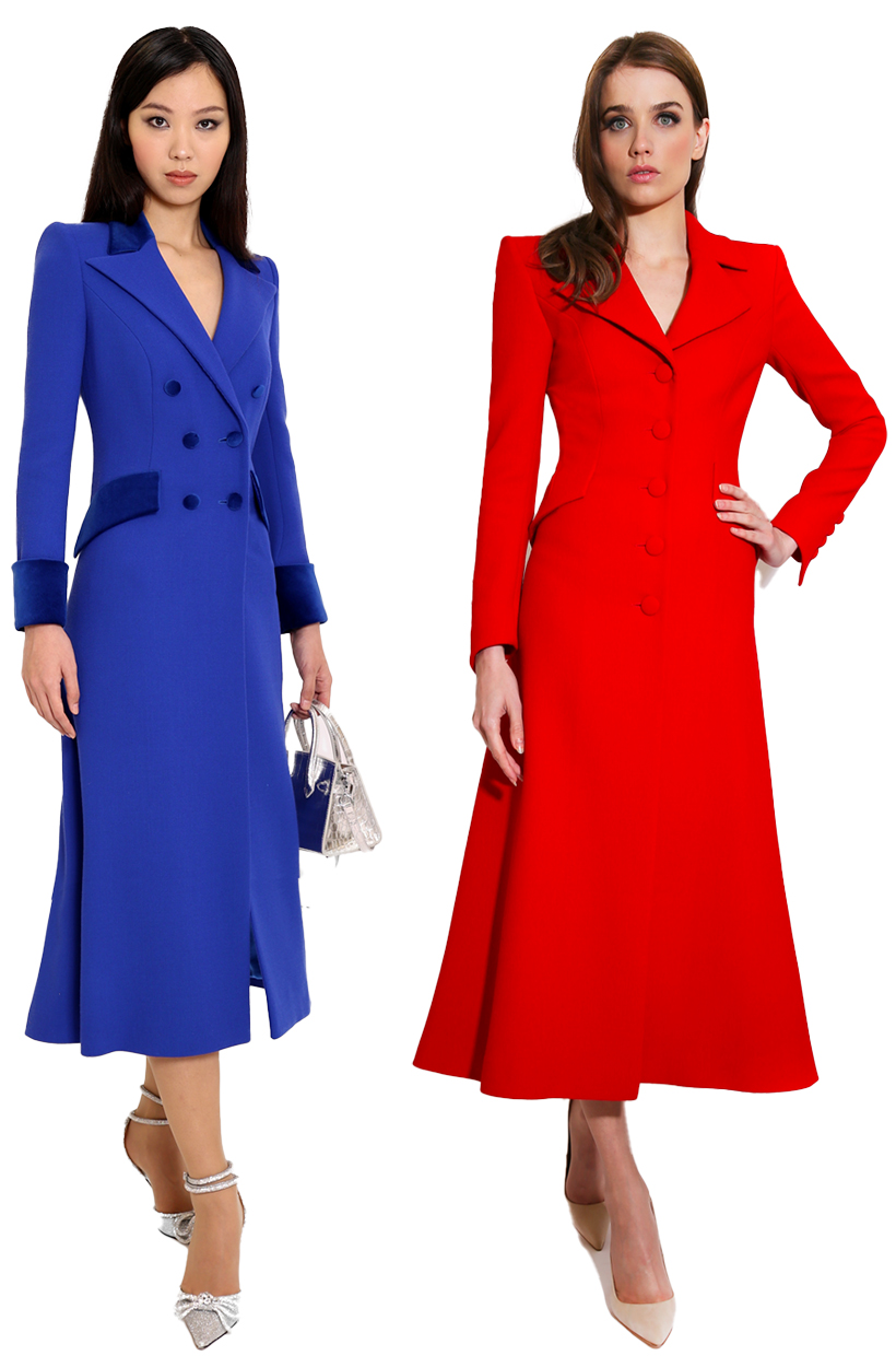 Two similar coat dresses from Catherine Walker.