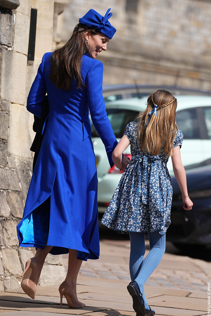 Princess Charlotte and Princess Catherine following the Easter service.