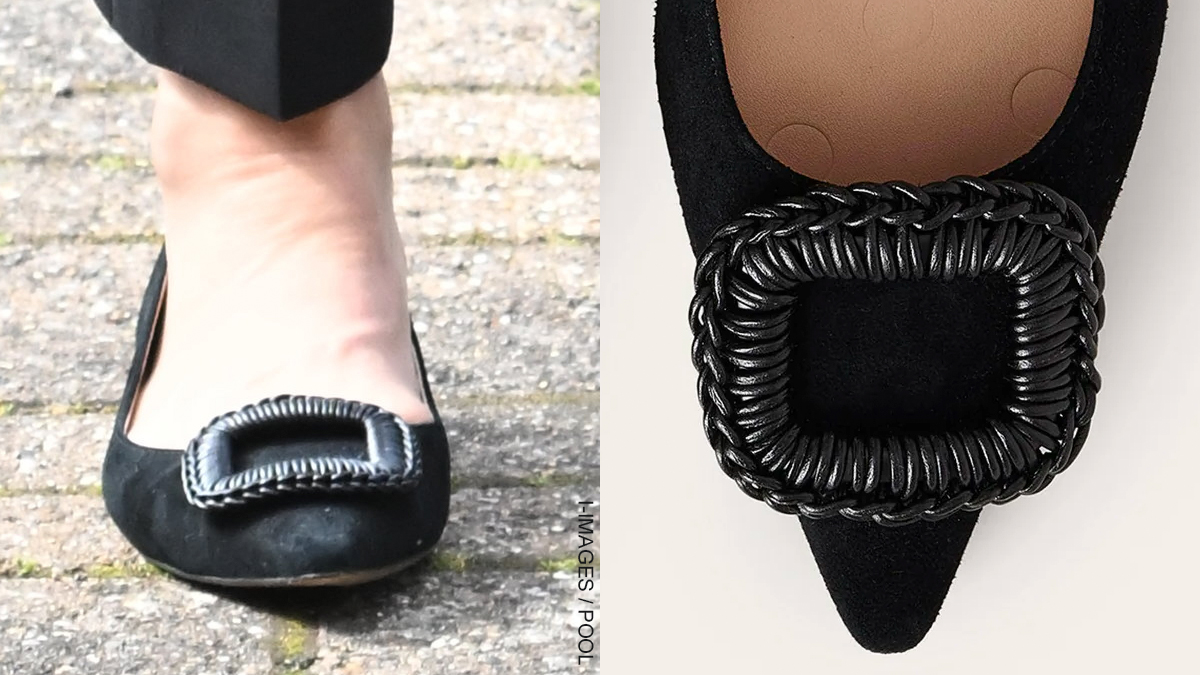 Kate Middleton wearing Boden Pointed Ballet flats in black suede