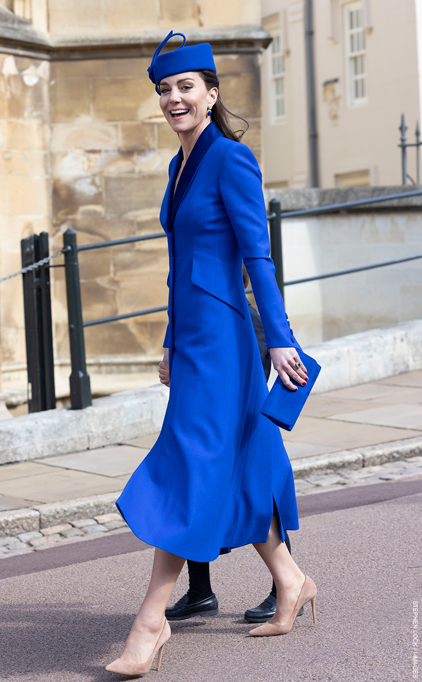 Kate Middleton Easter Sunday 2023 - Blue Outfit & Red Manicure
