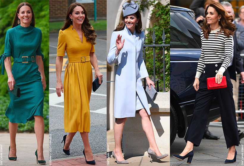 Collage of Kate Middleton wearing Emmy London heels