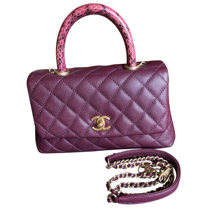 Chanel Burgundy Calfskin Flap Bag with Enamel Handle - Kate Middleton Bags  - Kate's Closet