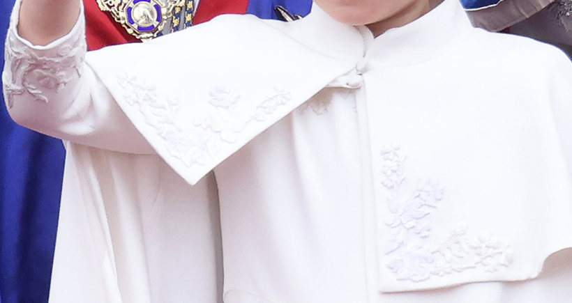 Embroidery on Princess Charlotte's dress and cape