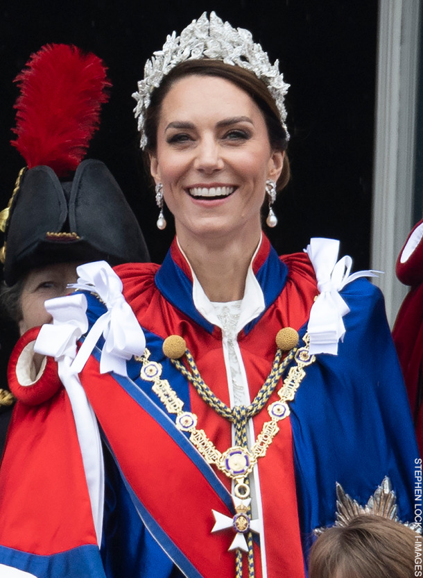 Kate Middleton's coronation outfit floral headpiece, gown & regalia