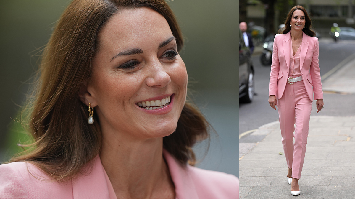 Kate Middleton in Pink Suit & Pearls for London Engagements