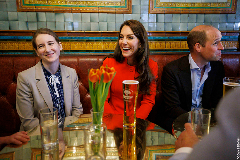 Kate Middleton with a pint of beer