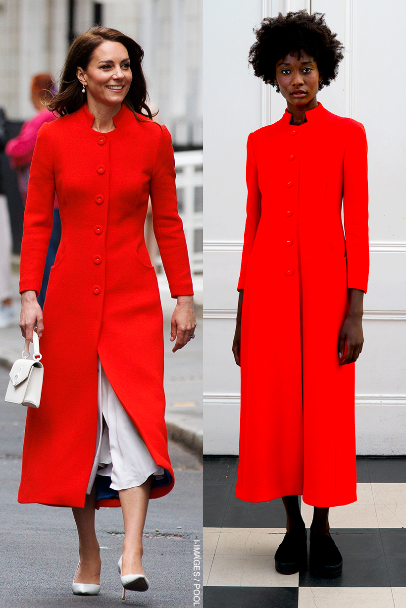 The Princess of Wales wore a red coat by Eponine in Soho today