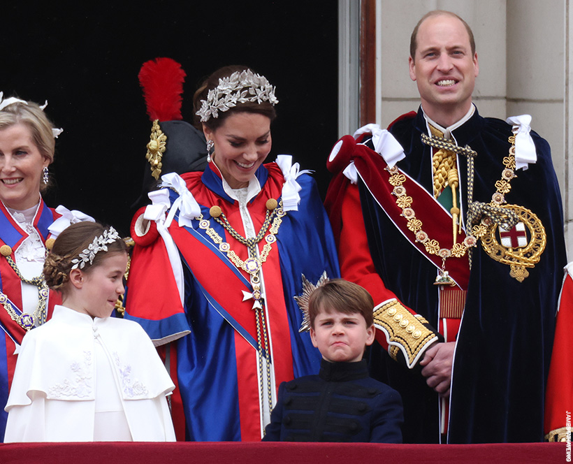 The Wales Family on the balcony at King Charles' Coronation