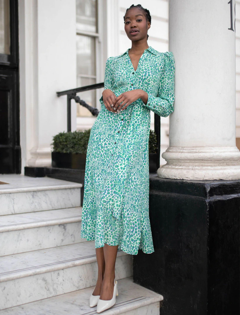 Kate Middleton wears green leopard print dress for Nuneaton visit