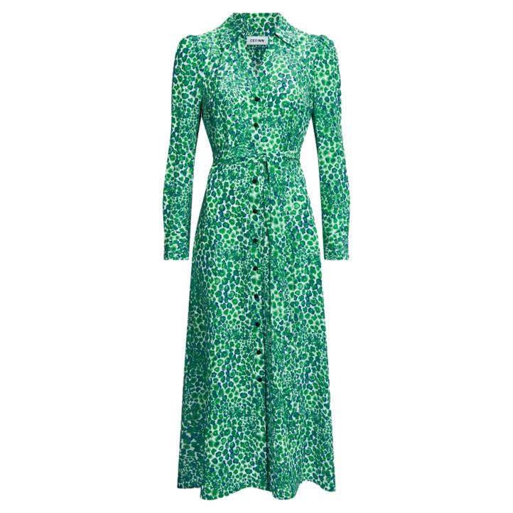 Kate Middleton's Cefinn Petra Silk Maxi Shirt Dress in Green Leopard ...