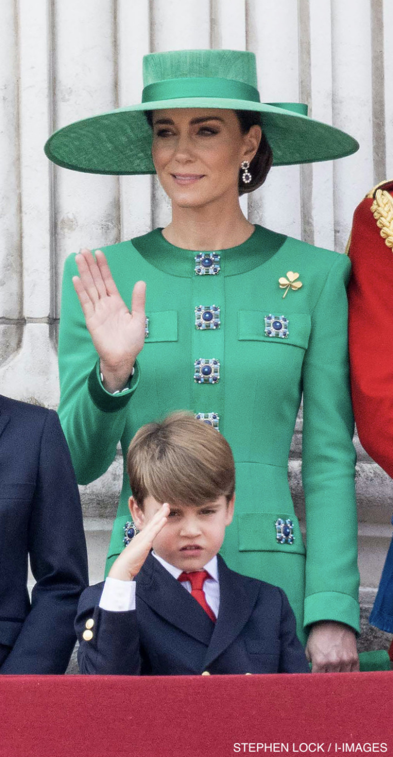 Kate Middleton's Trooping The Colour Look Green Dress, Hat & Diana's Jewels