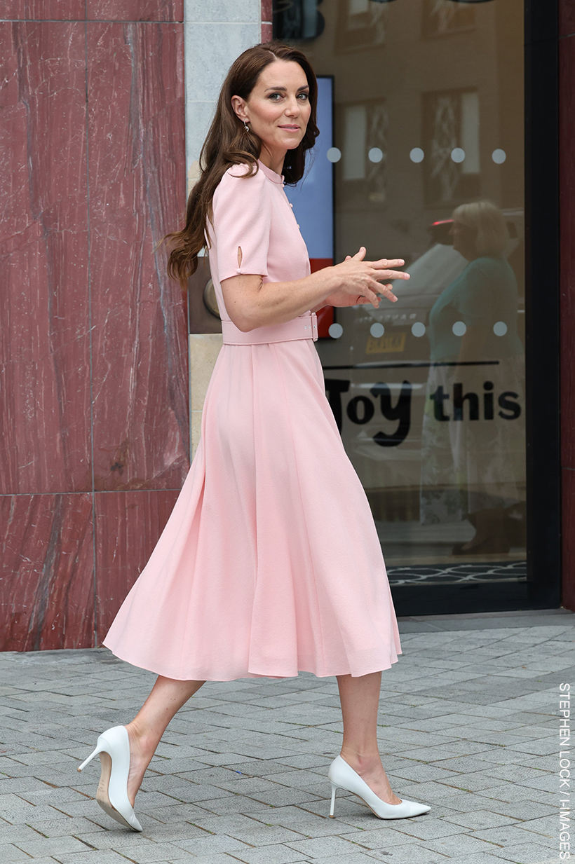 Kate Middleton wears blush pink dress and pink heels to the opening of the Young V&A Museum
