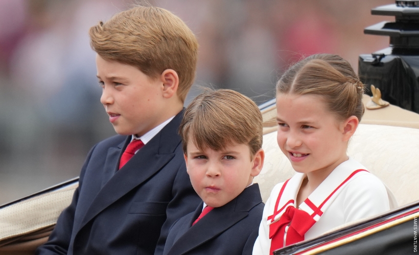 Prince George, Princess Charlotte and Prince Louis at Trooping the Colour today.