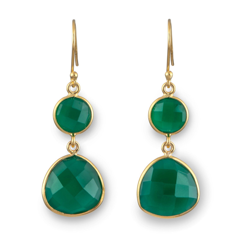 Green and gold earrings from Milina London