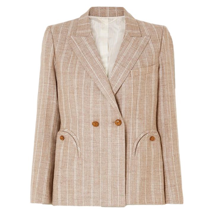 Blazé Milano Wind Hunter Charmer Pinstriped Blazer in Beige/Neutral