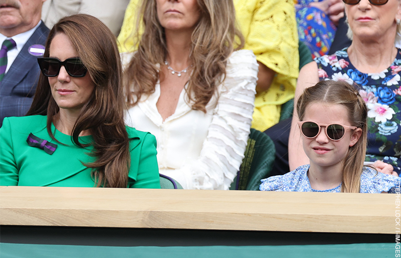 Kate and Charlotte have their sunglasses on as they watch the tennis
