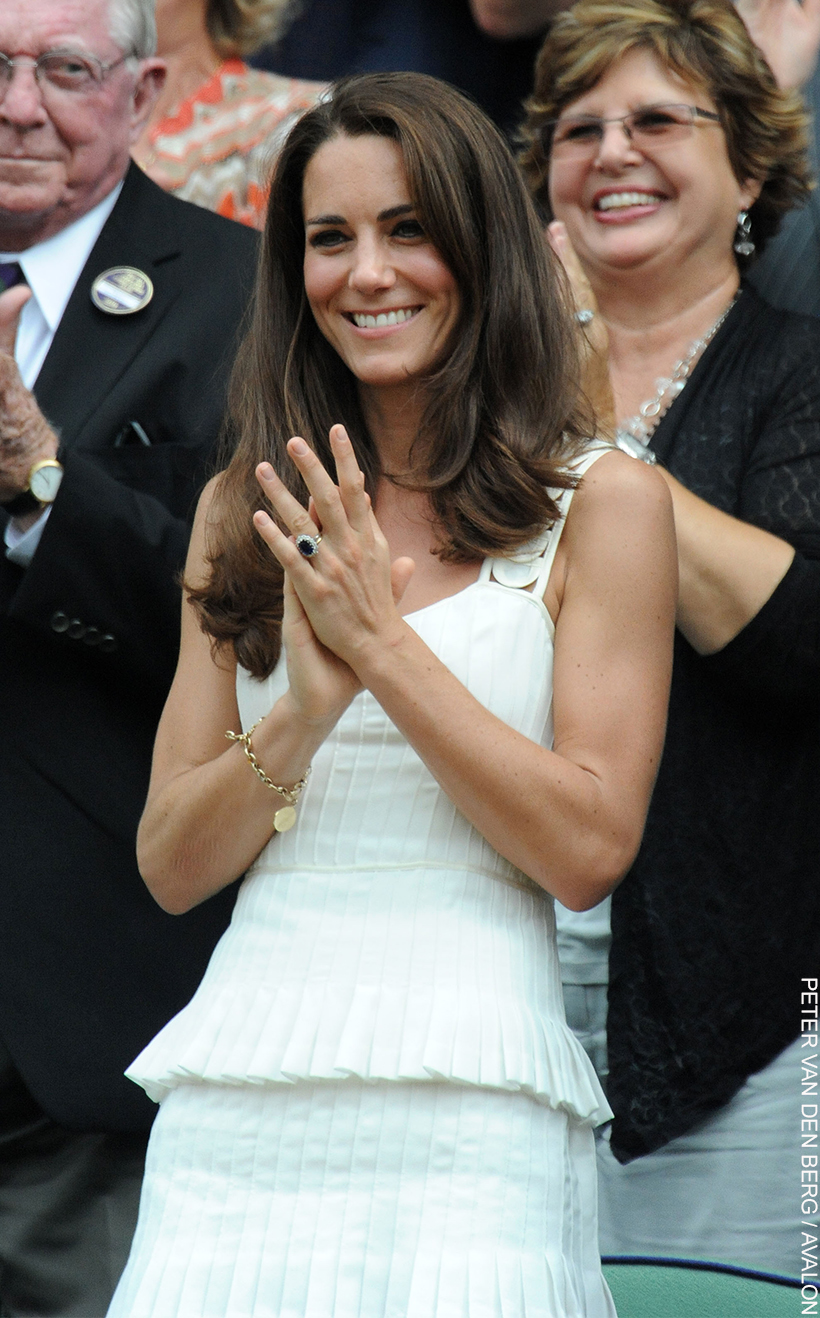 Kate Middleton at Wimbledon in 2011 wearing a white dress