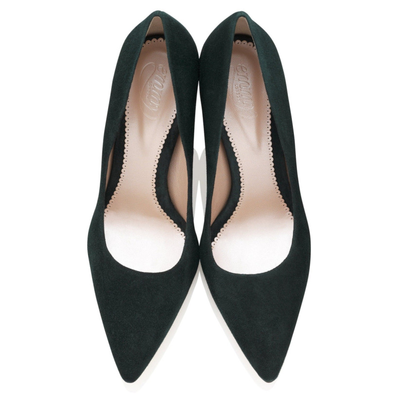 Stock image of the Emmy London Joie pumps.  A top angle that shows the pointed toe. 