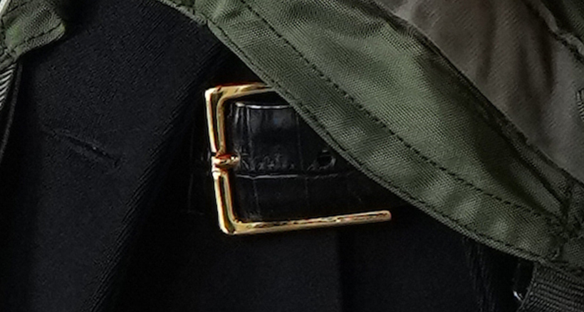 Close up of Middleton's black belt