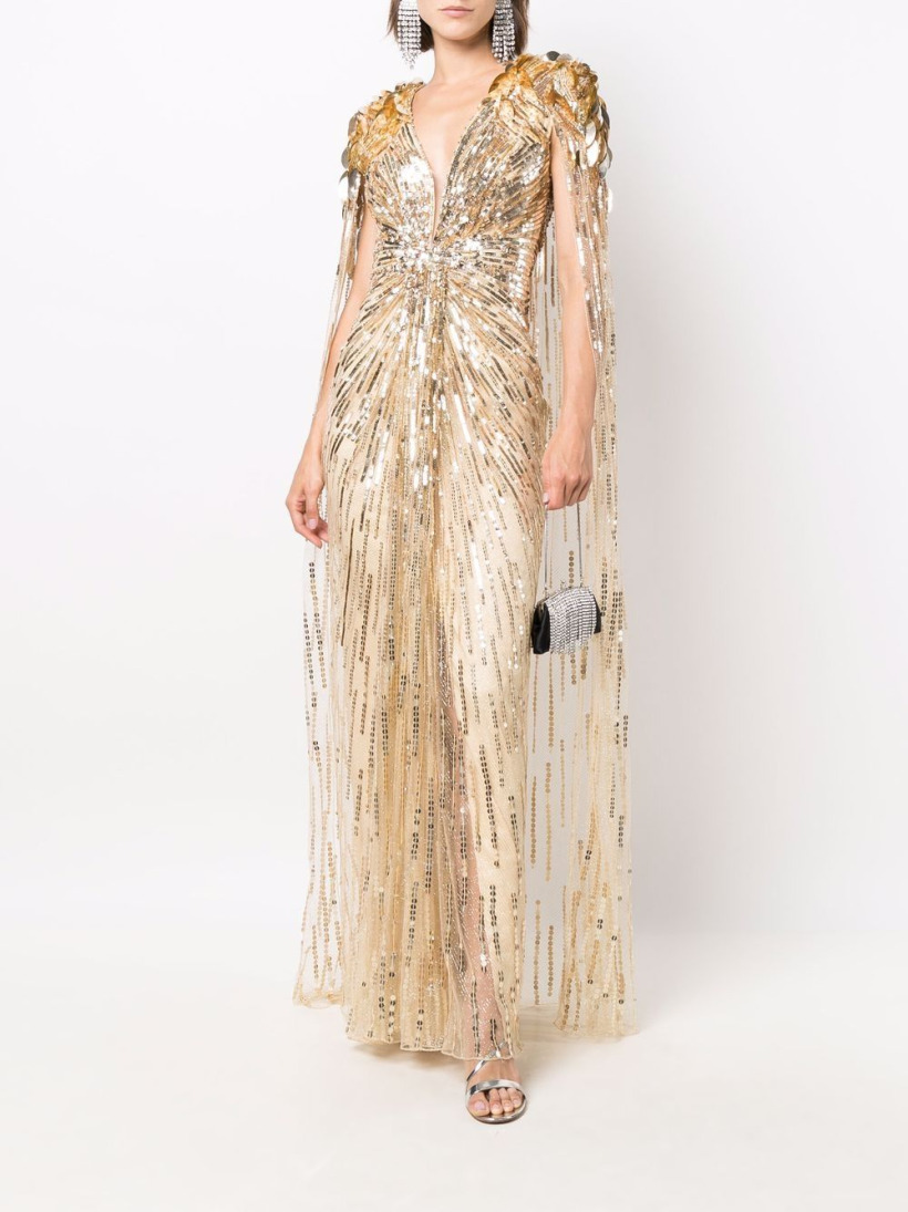 Jenny packham gold outlet wrap dress