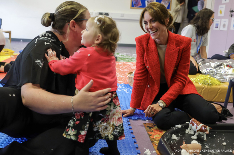 The Princess of Wales gets involved with messy play at a family portage session in Kent