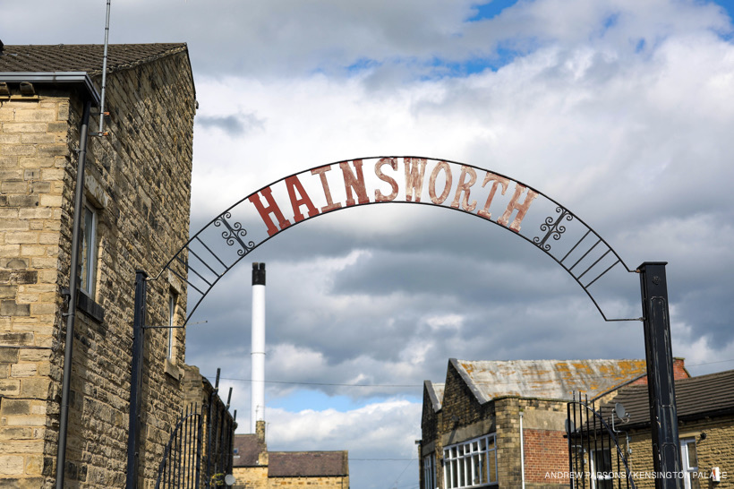 AW Hainsworth textiles manufacturer in Leeds - a photo of the sign above the gate.