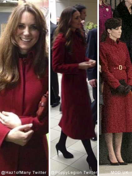 Kate wears the L.K. Bennett Ami coat in red