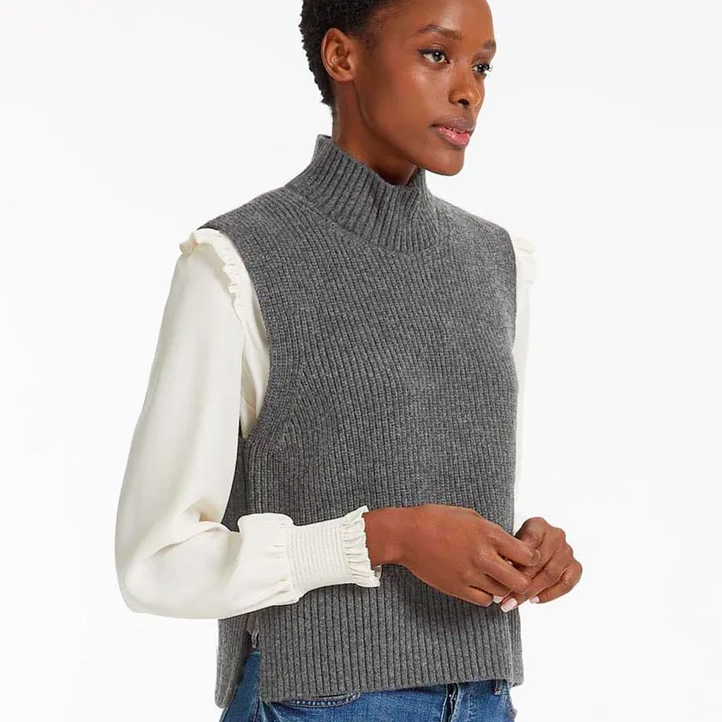 Sleeveless Turtleneck Knit Top With Side Slits -  Canada