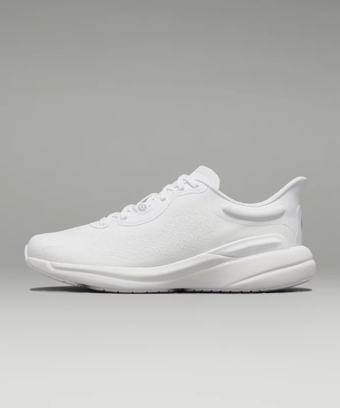 Lululemon Chargefeel2 workout shoe in white on a grey background