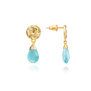 Classic Athena Drop Earrings: Silver Aqua Pariba Onyx