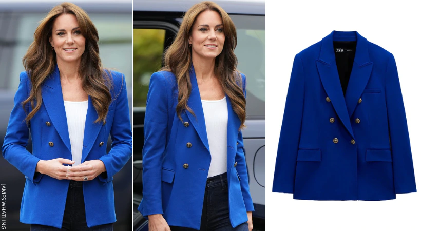 Zara Cobalt Tailored Double-Breasted Blazer - Kate Middleton
