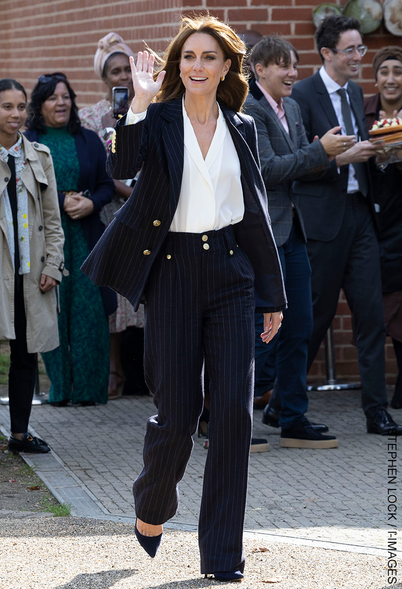 Kate Middleton visits Cardiff wearing very familiar pinstripe suit