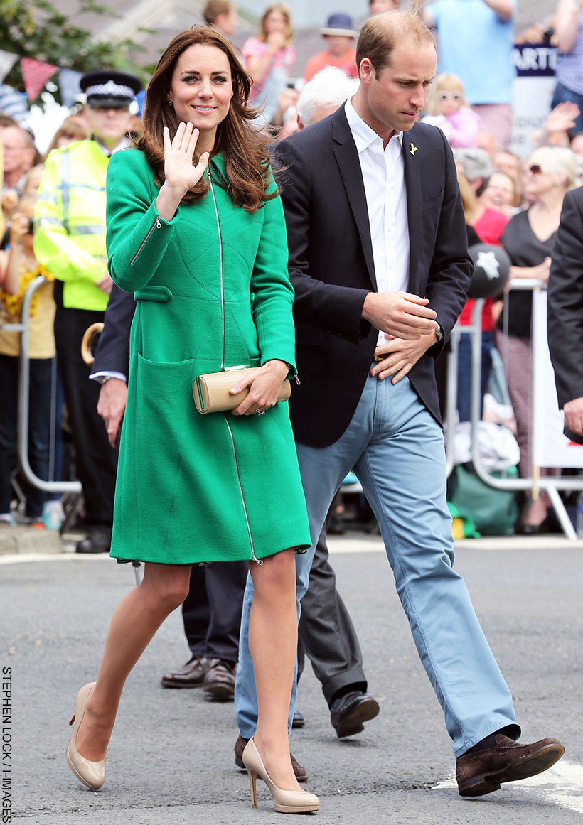 Kate Middleton at an engagement with Prince William.  The Princess wears a pair of L.K Bennett Sledge pumps in nude/beige