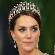 Kate Middleton wearing the Lover's Knot Tiara that once belonged to Queen Mary
