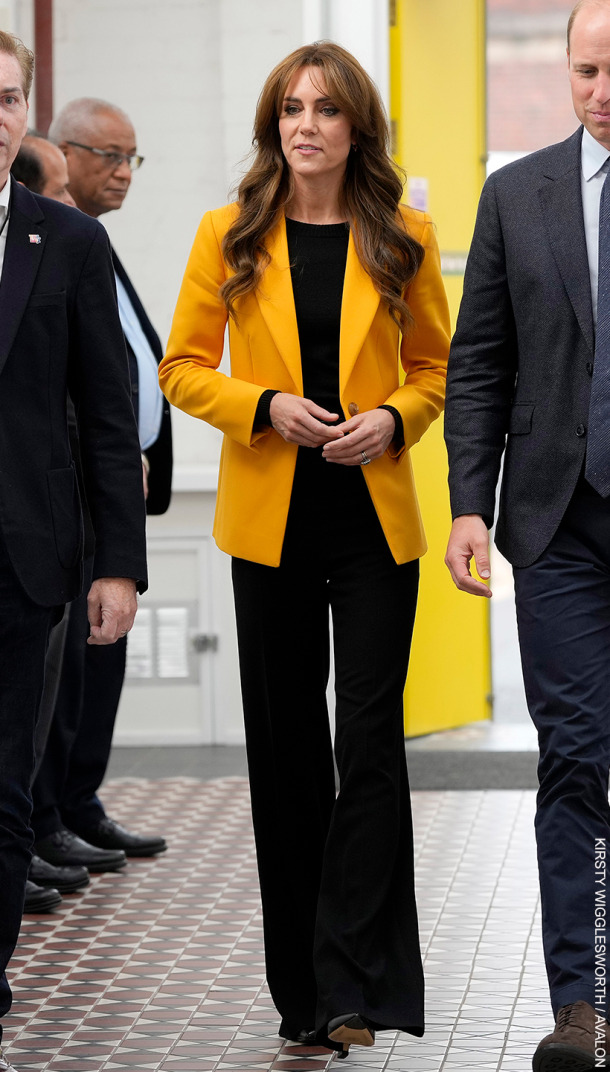 The Princess of Wales wears a yellow blazer and black outfit as she attends a mental health forum in Birmingham