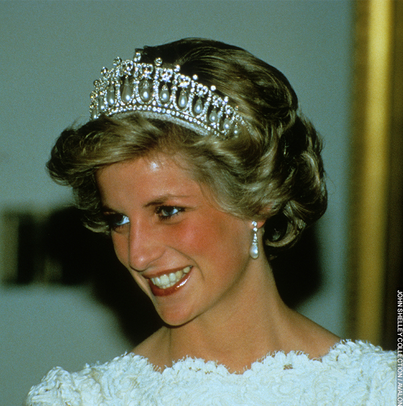Princess Diana wearing the Queen Mary Lover's Knot Tiara