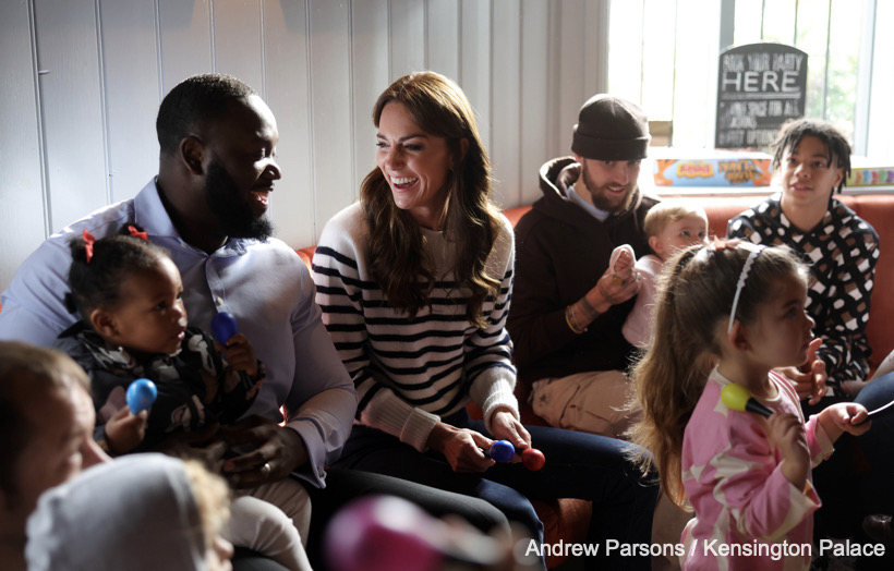 Kate Middleton shares a laugh with the 'Dadvengers'.