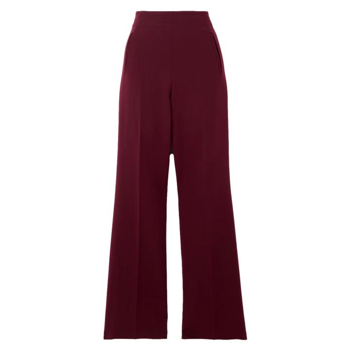 Roland Mouret Stretch-Cady Flared Suit Trousers in Burgundy