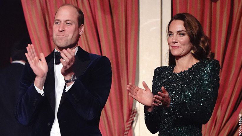 William and Kate clapping at The Royal Variety Performance